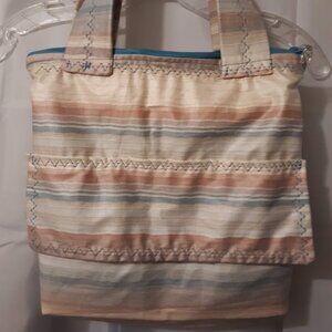 NEW Western Sarape Stripe Shoulder Handbag Purse Double handle Satchel Brown Blu